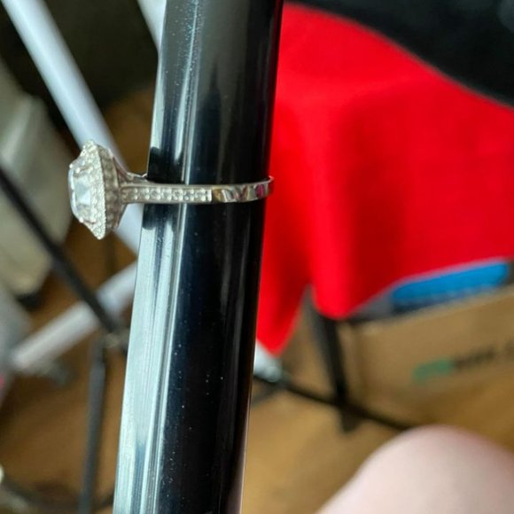 CZ Set Necklace and Matching Ring / 14K White Gold Plated 925 (EUC) - Picture 3 of 9